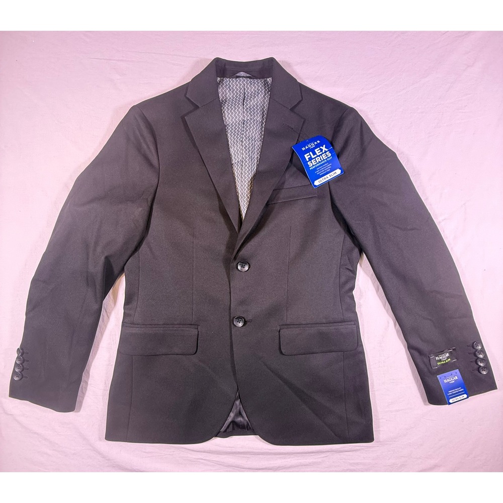 Haggar Suit Jacket Mens 36 Short Black NEW Flex Series Ultra Slim Fit HZ30301